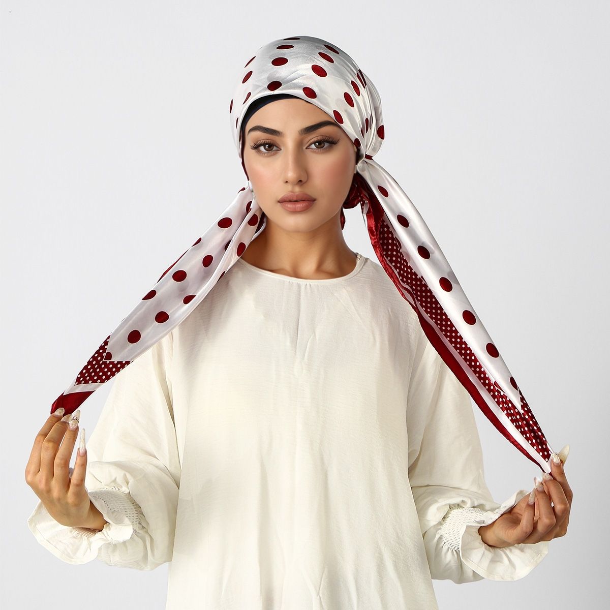 Satin Hair Bonnet - حجاب فوري مطبوع للمسلمات، قبعة ساتان،