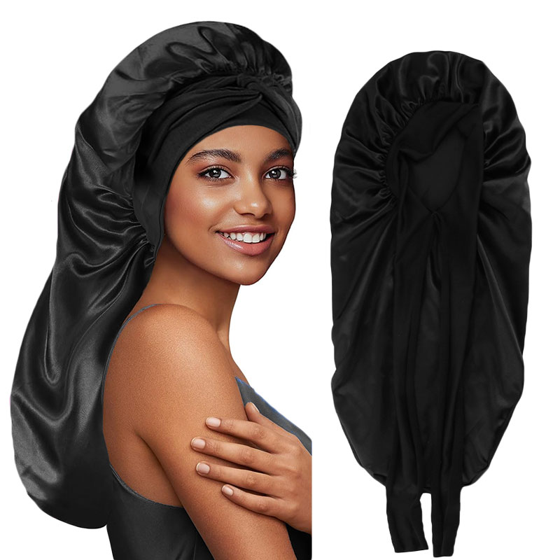 Satin Hair Bonnet - بلون Bowknot جديلة بونيه الكلاسيكية طويلة