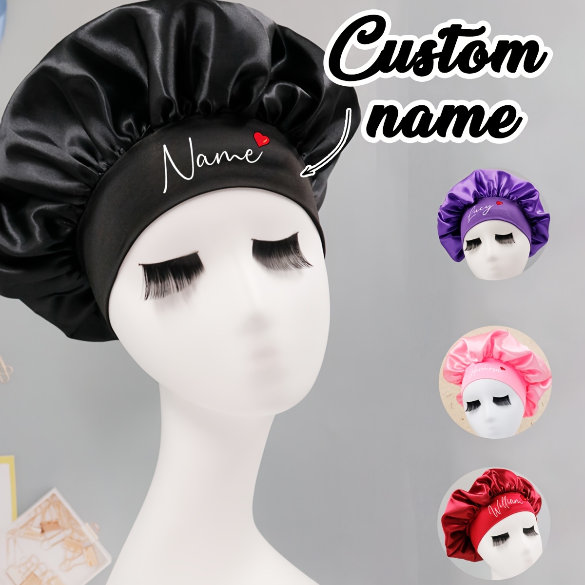 قبعة نوم ساتان مخصصة بالاسم، غ - مراجعة Satin Hair Bonnet وسعره
