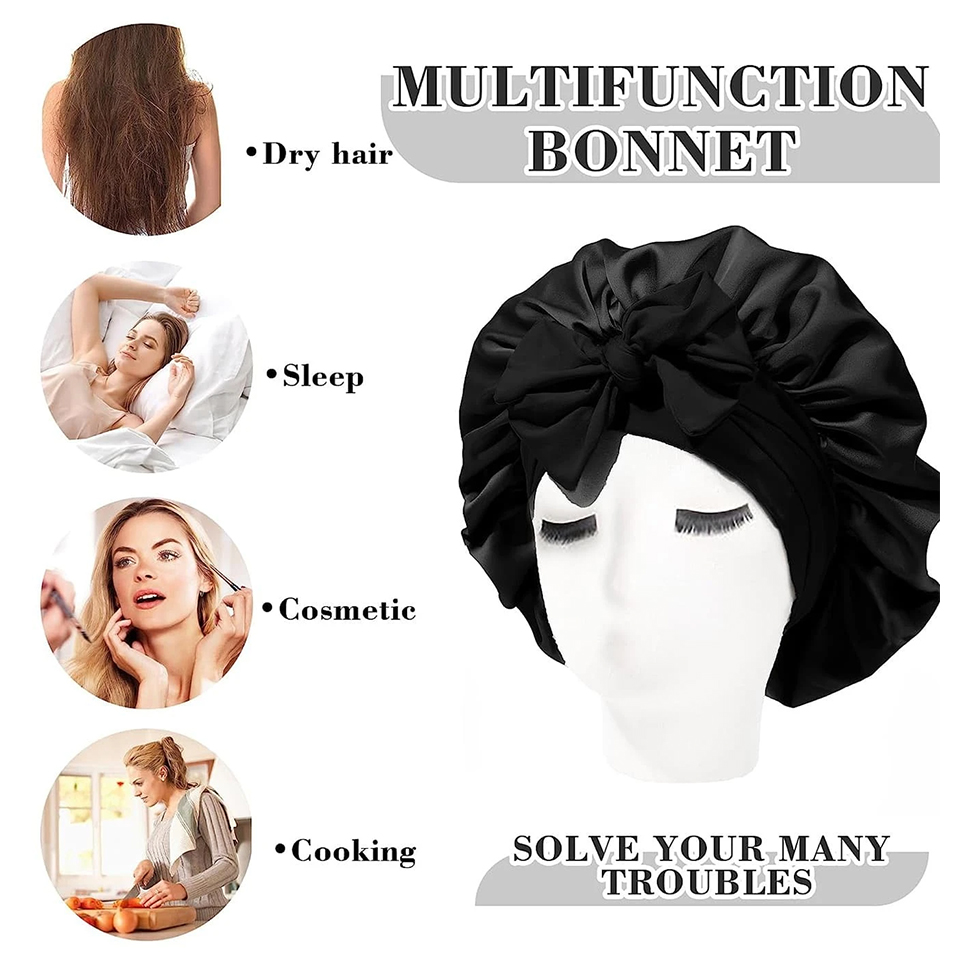 الساتان الصلبة النوم قبعة حرير - مراجعة Satin Hair Bonnet وسعره